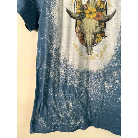 Cowgirl Western Boho Tee Shirt Blue Sz M - Picture 3 of 7